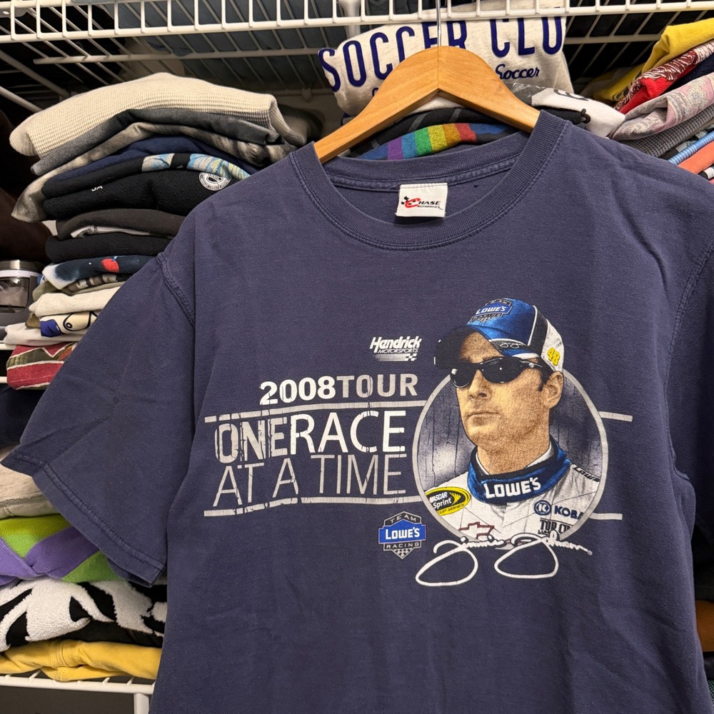 Chase Authentics T-Shirt Mens Medium Blue Jimmie Johnson 2008 Tour NASCAR Racing